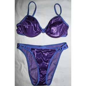 New Vintage BECCA Double Up Metallic Purple Bikini Swimsuit 1990's Size Small